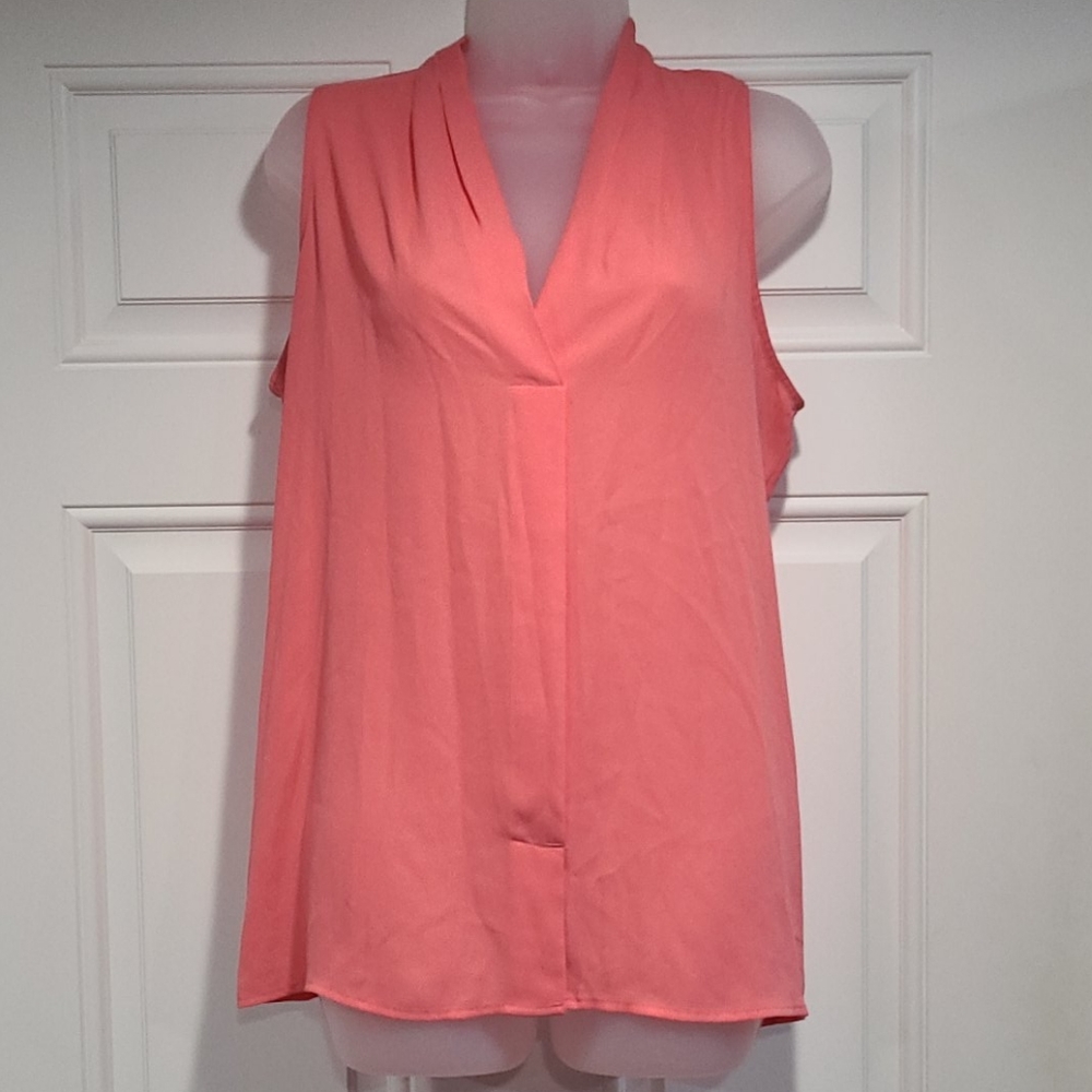 BLOUSE: Peach Coral Sleeveless Tank Blouse